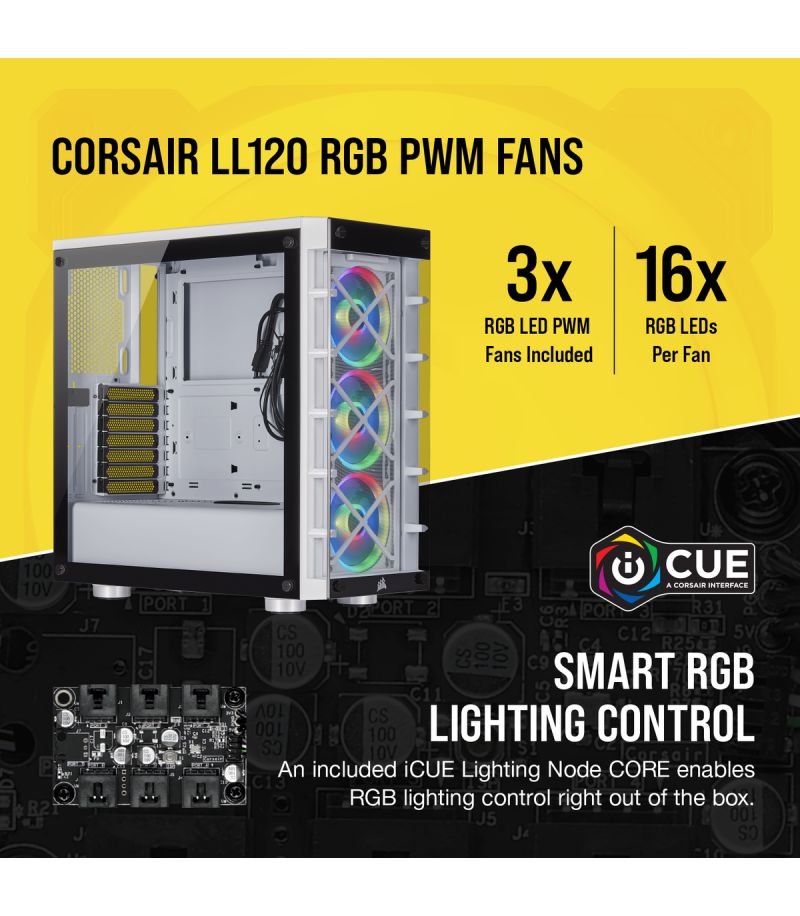 Corsair ICUE 465X RGB - Blanc - Boîtier PC Corsair sur