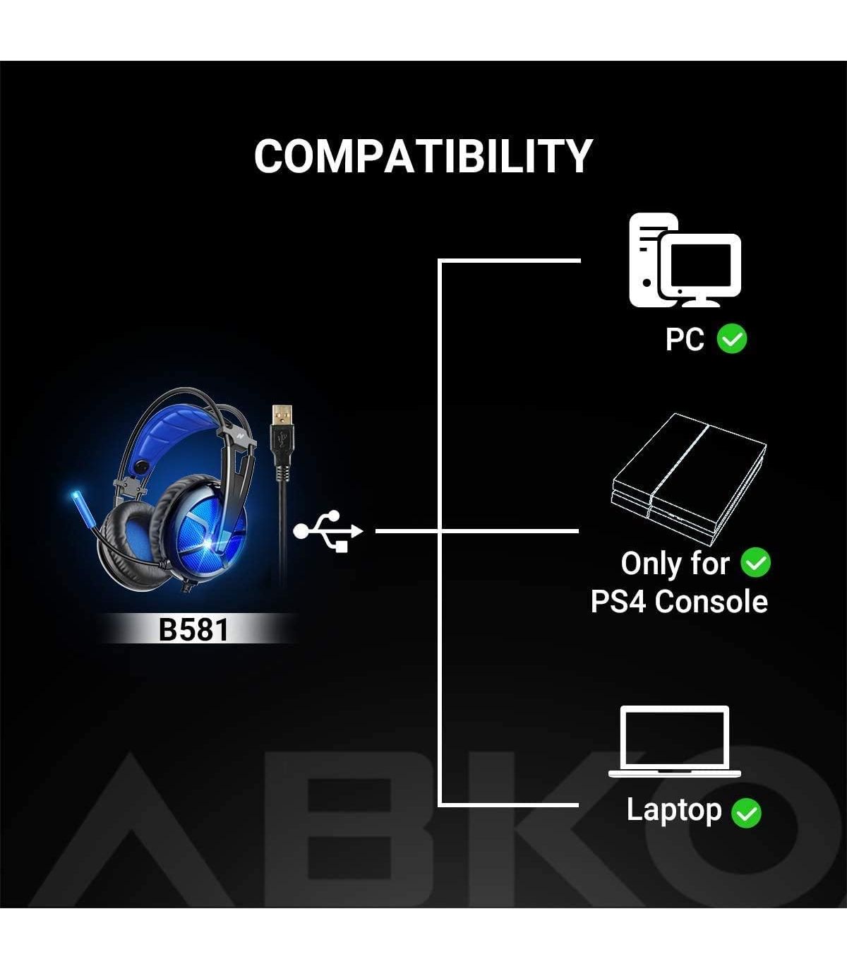 Abkoncore B581 USB Gaming Casque 7.1 