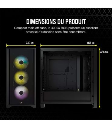 Corsair iCUE 4000X RGB Tempered Glass (Noir) - Boîtier PC - Garantie 3 ans  LDLC