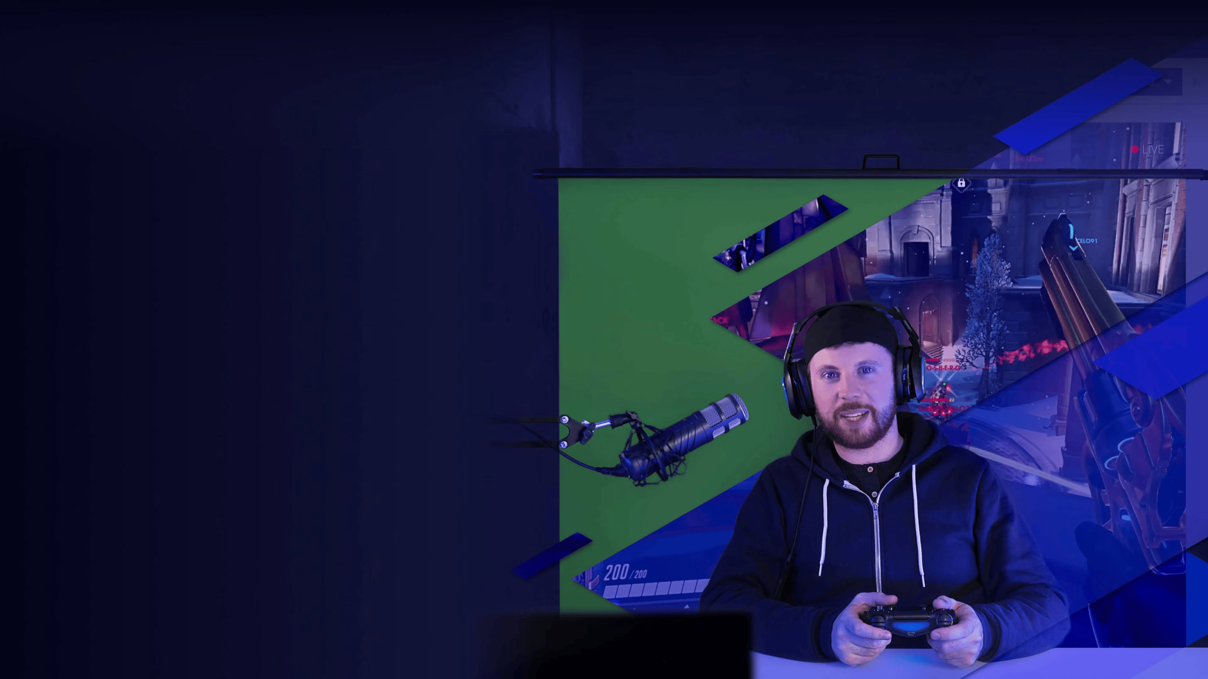 Elgato Green Screen déployé derrière un poste de travail