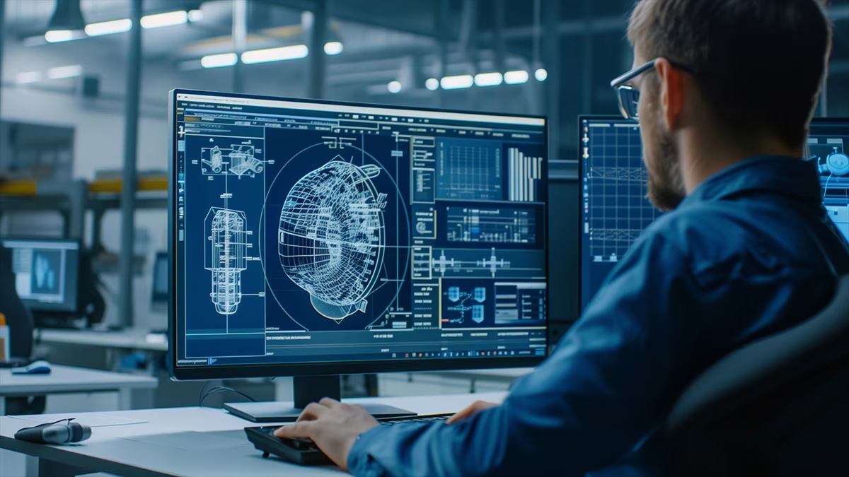 Ingénieur travaillant sur un logiciel de CAO